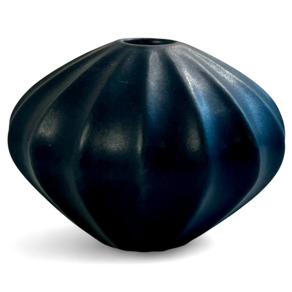 Jonathan Adler Vase Gourd Urchin Ribbed Lantern Black Vintage HTF Bud Mini 2.5